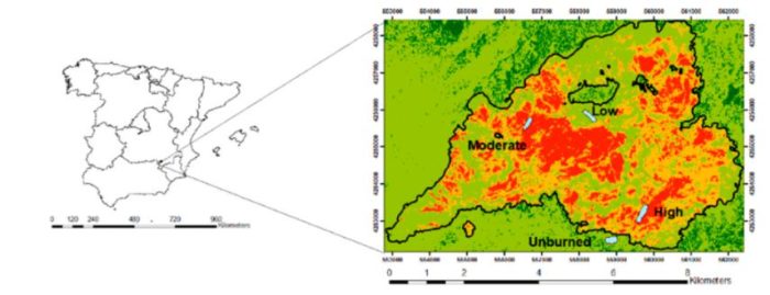 Location on SE Spain of UAV LiDAR forest fire flights