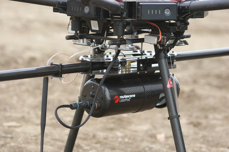 Routescene LidarPod showing UAV electrical integration