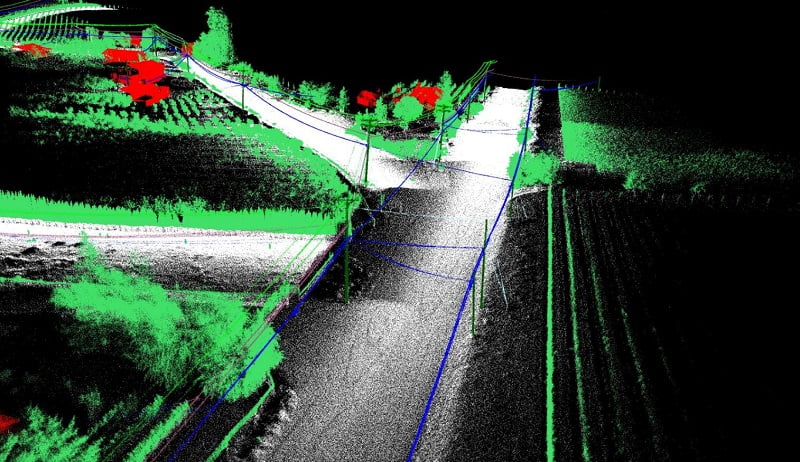 Point cloud to plan transmission lines in Oliver, Canada