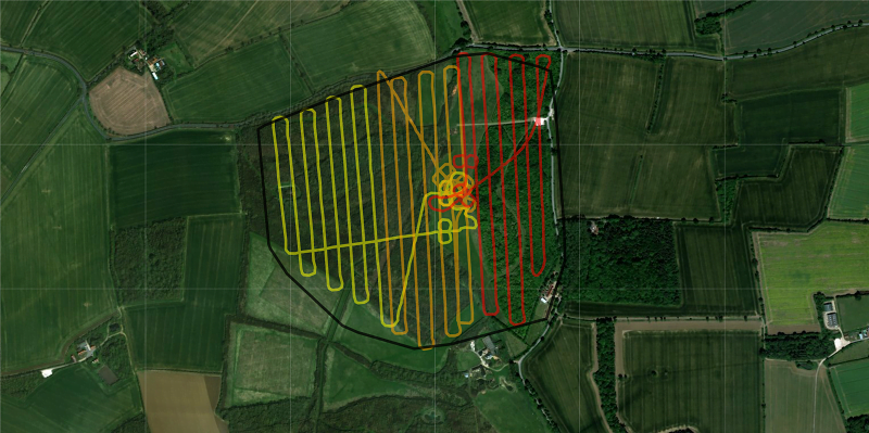 The flight lines undertaken by the UAV LiDAR system