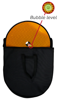 Image of Routescene Ground Control Target in carry bag showing bubble level